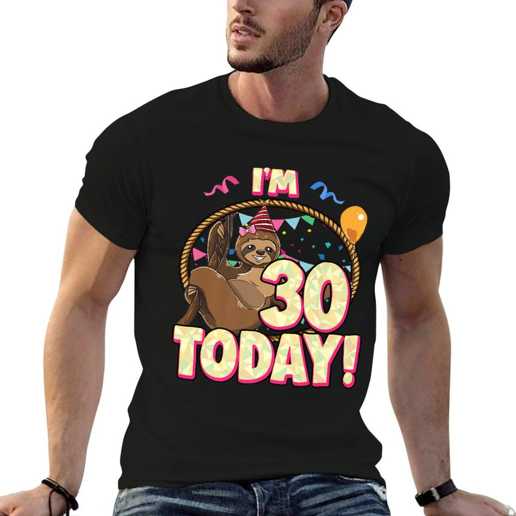 30th Birthday Sloth Party Lazy 30 Thirty Premium  Relaxed-fit T-Shirt