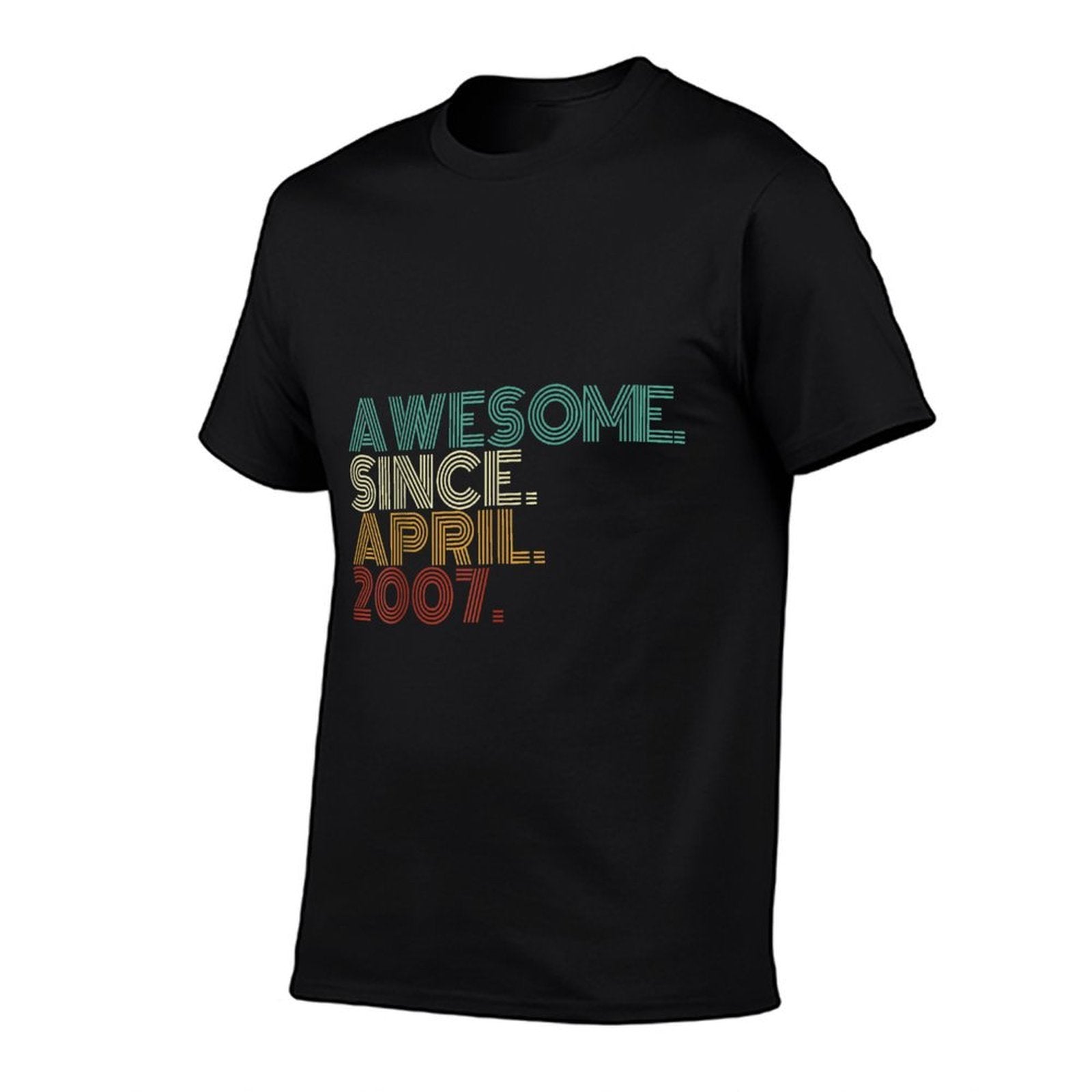 18 Years Old Awesome Since April 2007 18th Birthday  Fade-proof Color T-Shirt