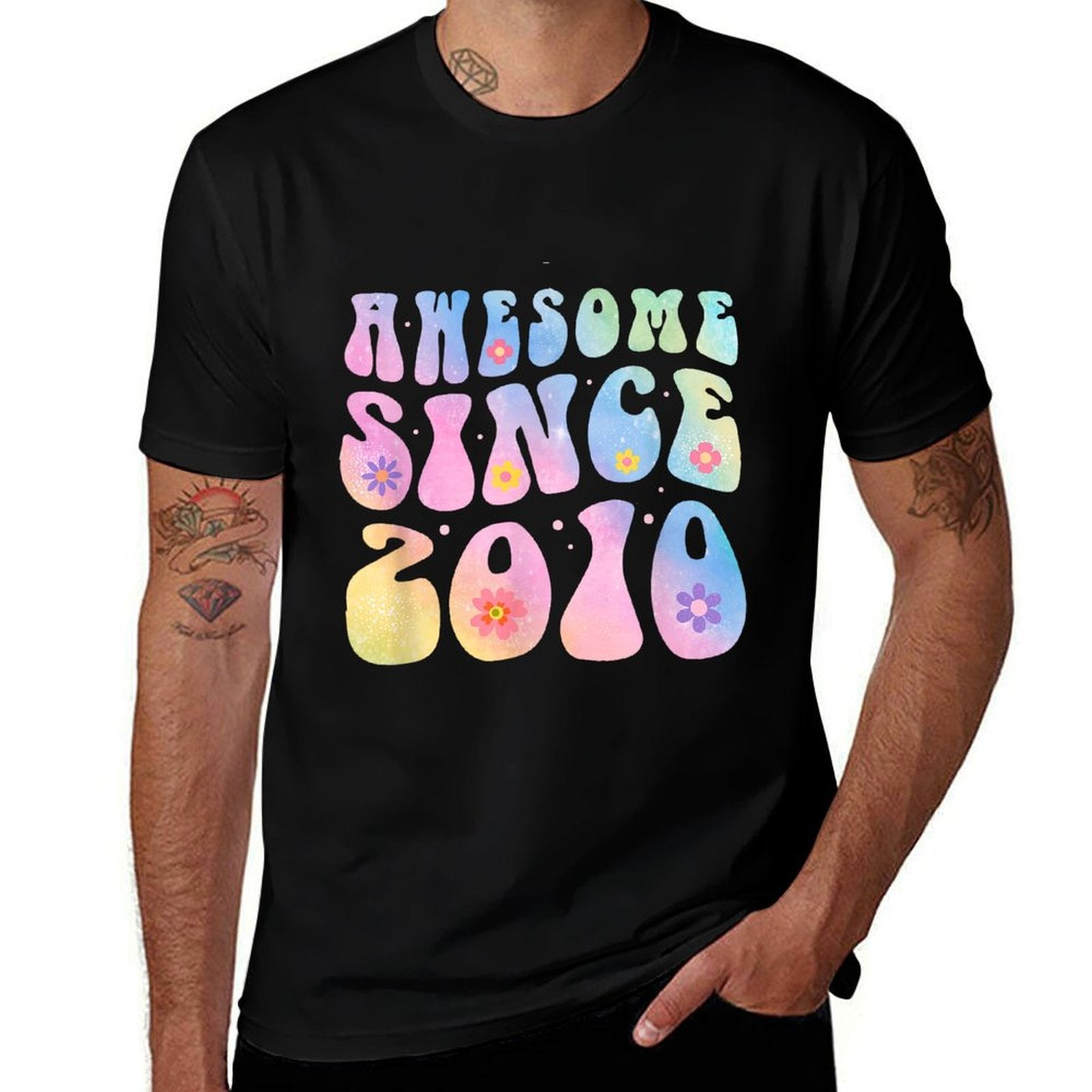 15 Year Old Awesome Since 2010 Tie Dye Flowers 15th Birthday  Graphic-printed T-Shirt