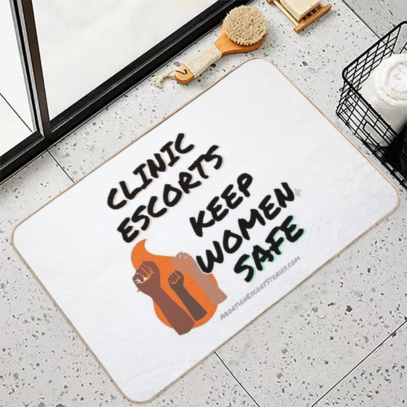 Clinic Escorts Keep Women+ Safe – Flame And Fists Design  Non-Slip Bath Mat