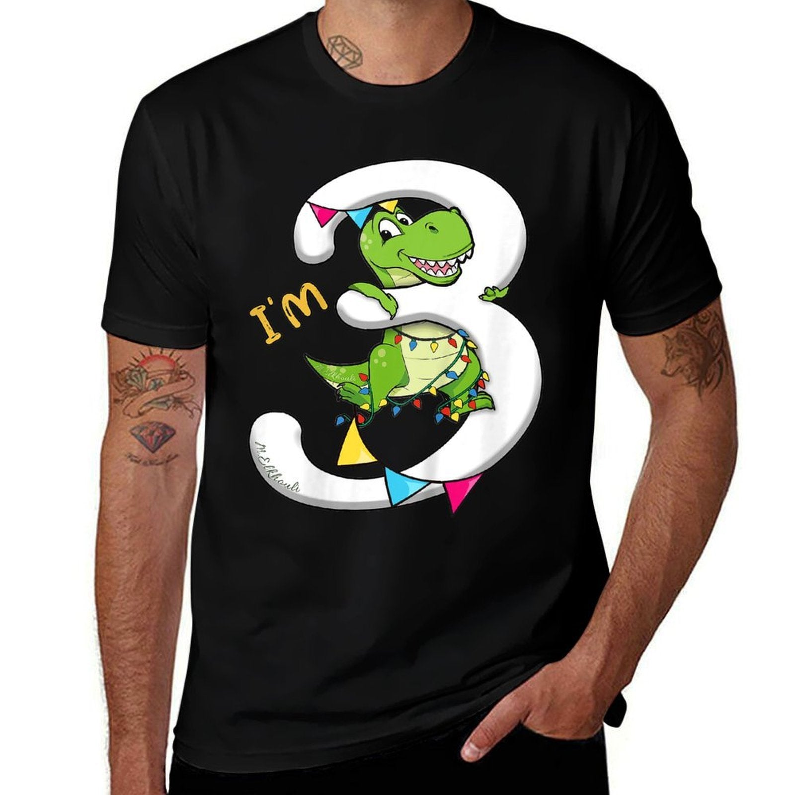 3rd Birthday Dinosaur  Dino Third Bday Im 3 Years Boys  High-quality Stitching T-Shirt