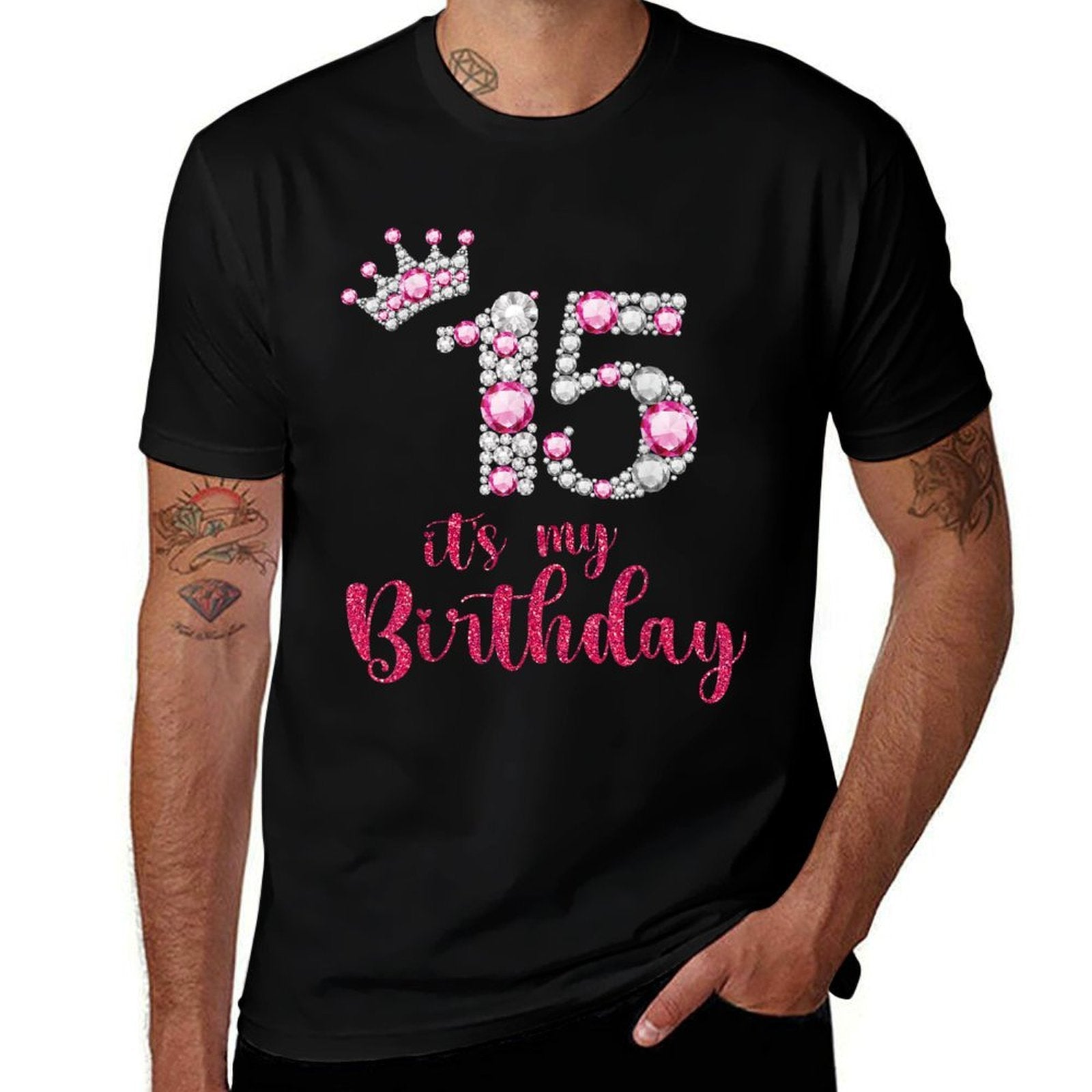 15 It's My Birthday 15th Birthday 15 Years Old Bday  Heathered Texture T-Shirt
