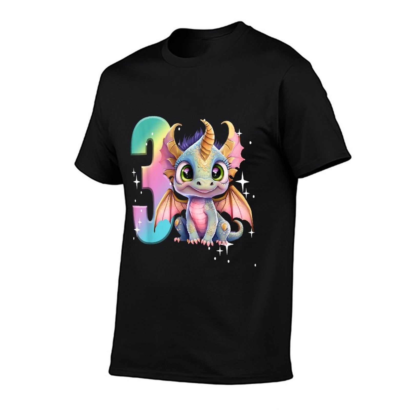3rd Birthday Dragon Party Rainbow Girl Toddler Three 3  Graphic-printed T-Shirt