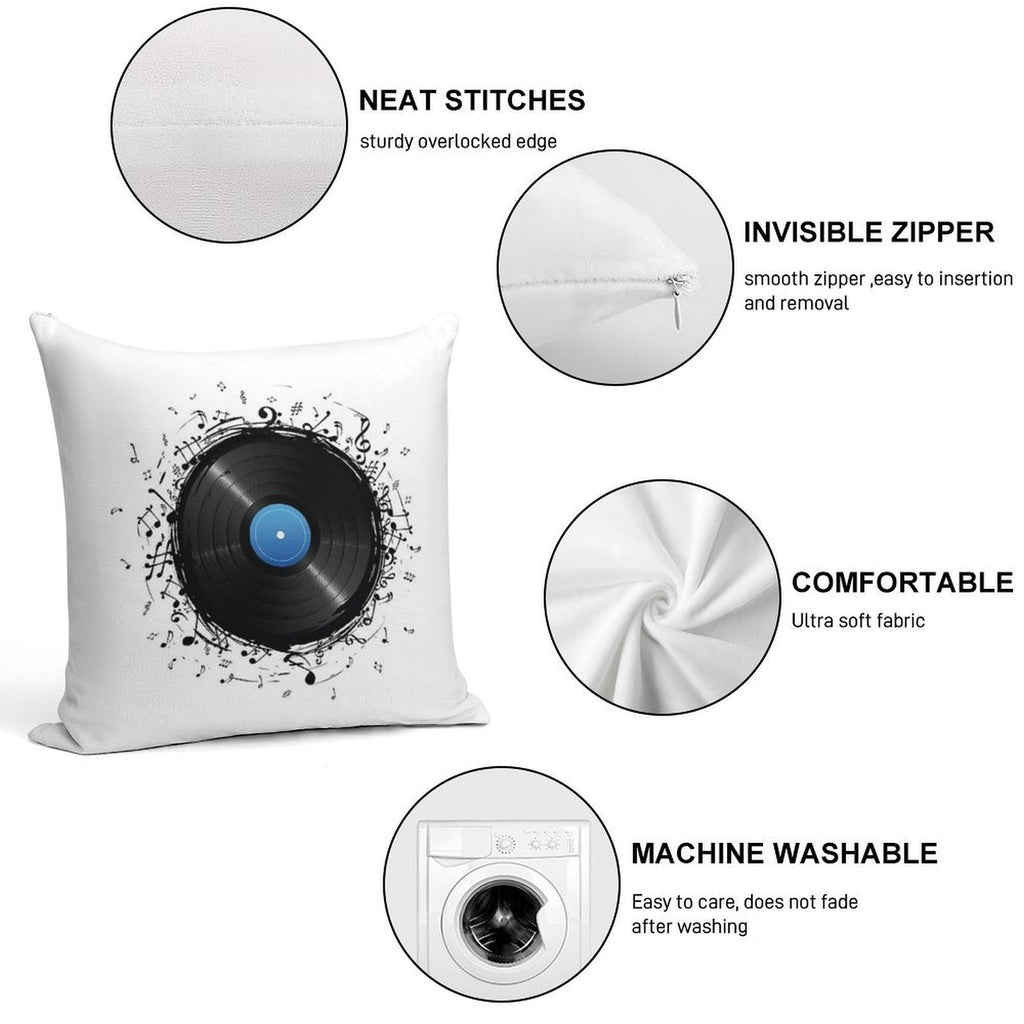 33 Vinyl Record Music Notes Soft Home Decor Throw Pillow