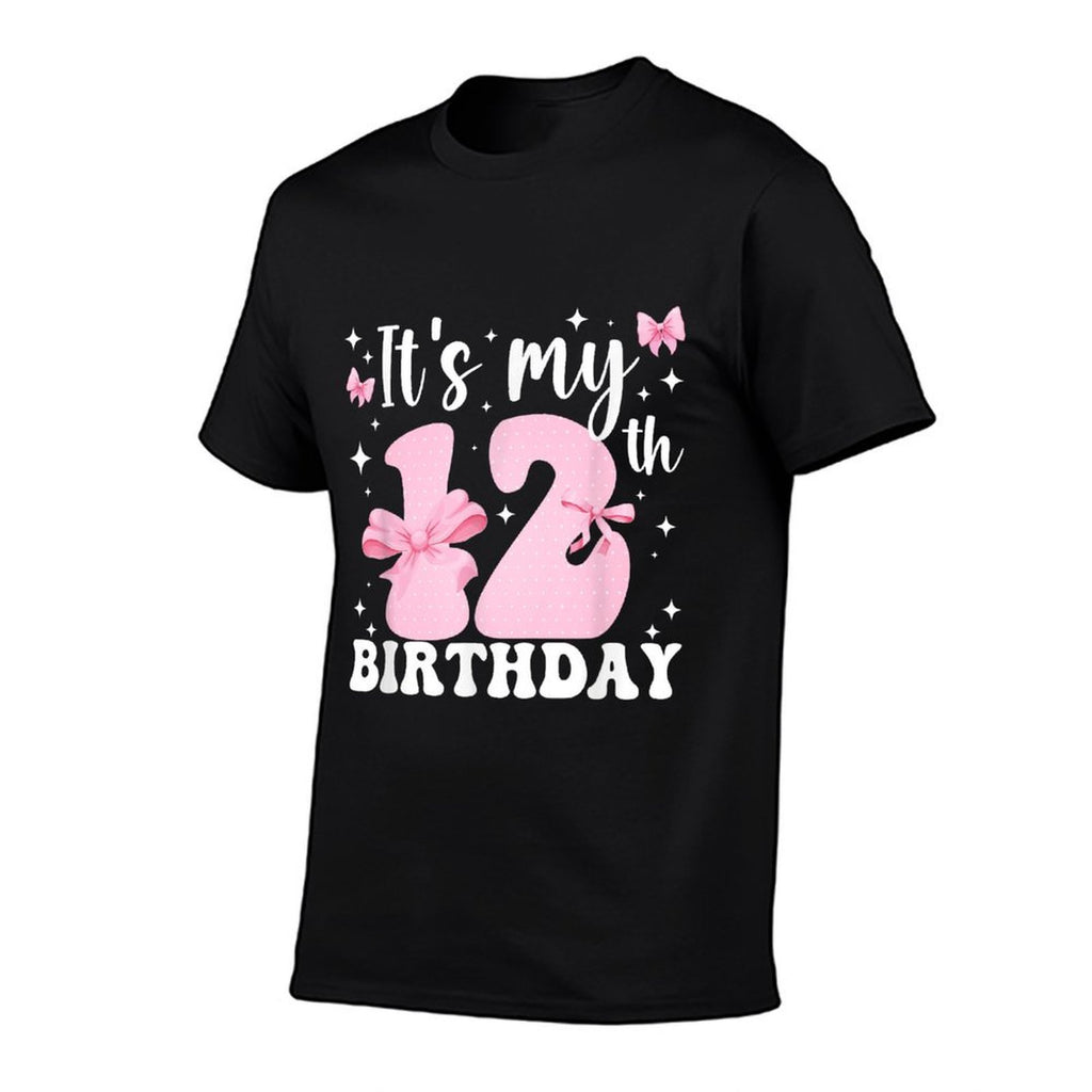 12th Coquette Themed Birthday Twelve Year Old Girl Bow  Heathered Texture T-Shirt