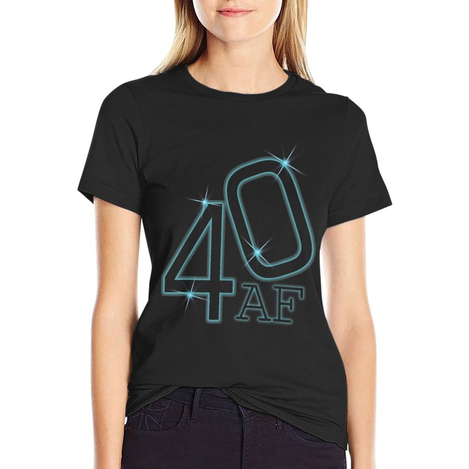40 AF 40th Birthday  Ribbed Collar T-Shirt