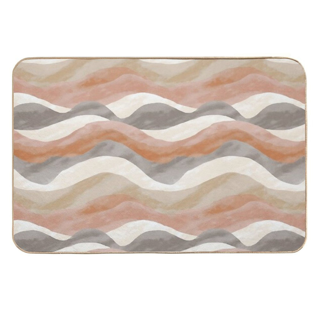 Calm Earthy Tones Abstract Waves Pattern  High-Traffic Bath Mat
