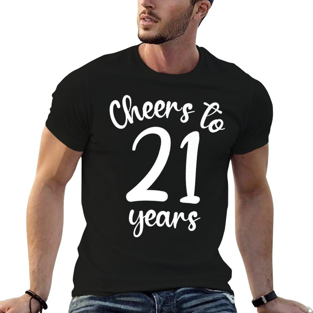 21st Birthday Cheers To 21 Years Twenty First Birthday Premium  High-quality Stitching T-Shirt