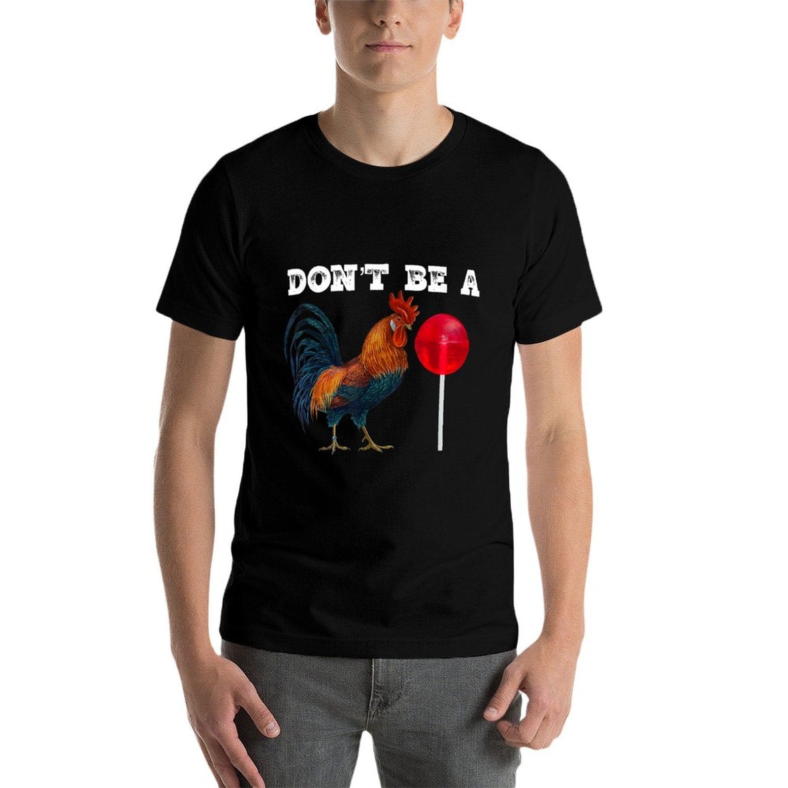 #Premium Rooster Lollipop  Rolled Sleeves T-Shirt