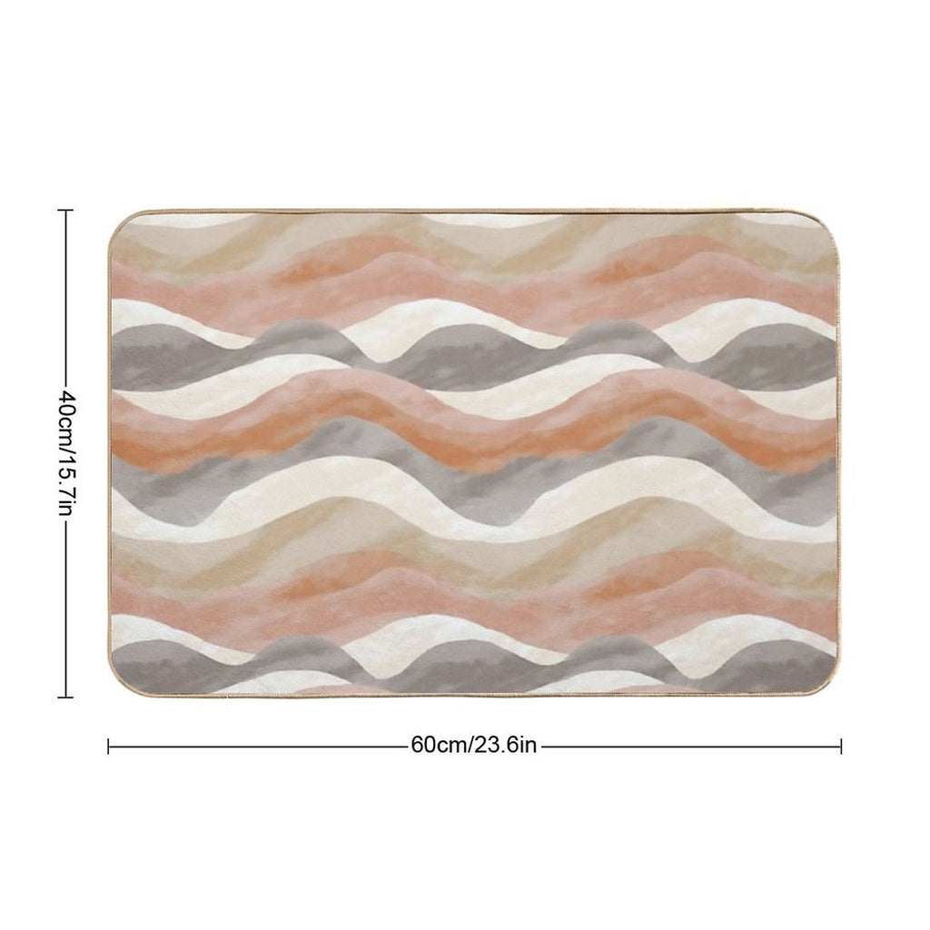 Calm Earthy Tones Abstract Waves Pattern  High-Traffic Bath Mat