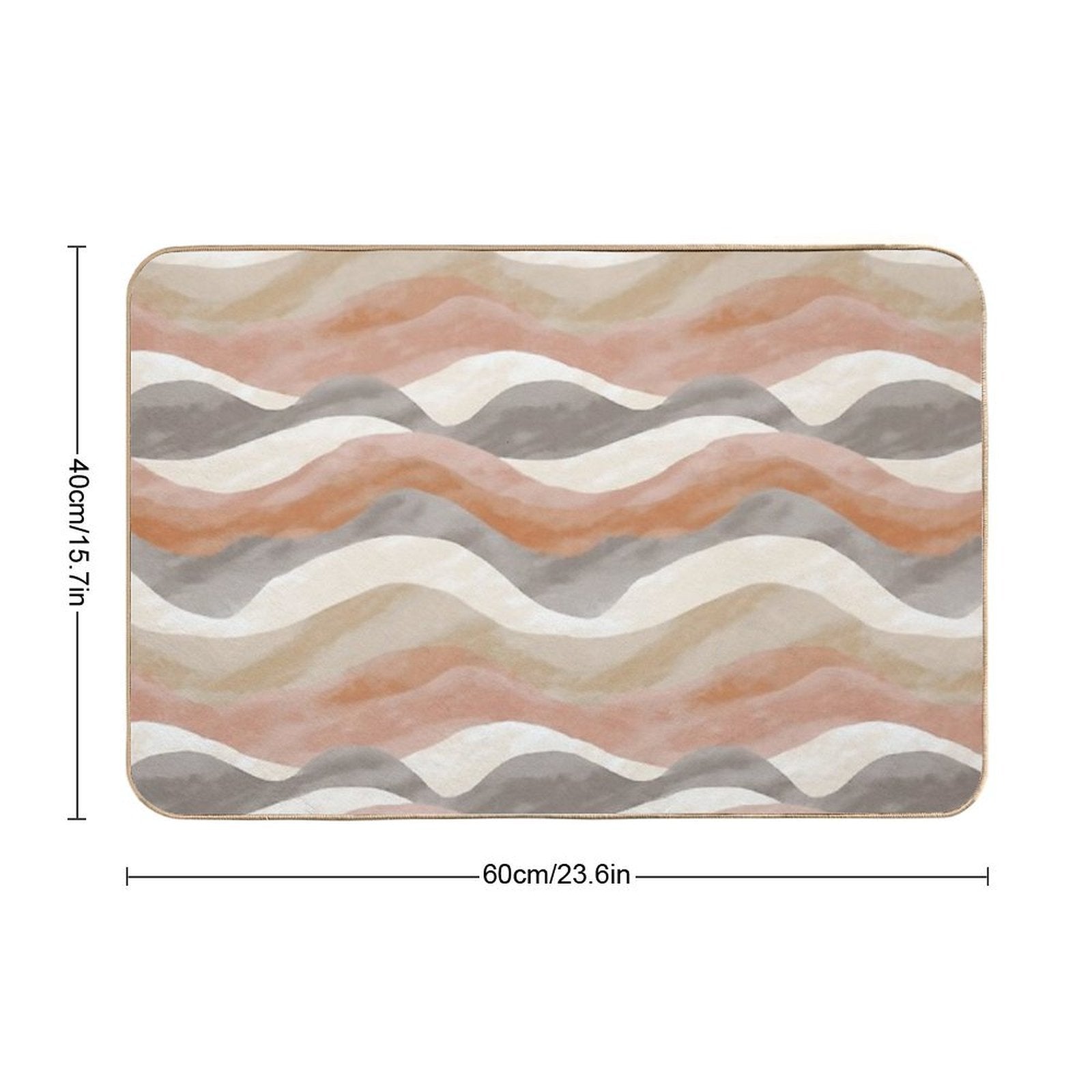 Calm Earthy Tones Abstract Waves Pattern  High-Traffic Bath Mat