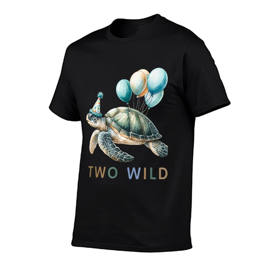 2nd Birthday 2 Years Old Two Wild Sea Turtle Animal Kids  Easy-care T-Shirt