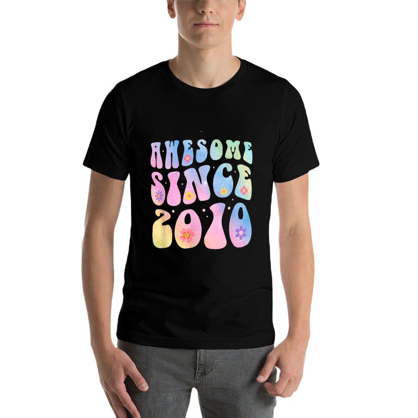 15 Year Old Awesome Since 2010 Tie Dye Flowers 15th Birthday  Graphic-printed T-Shirt