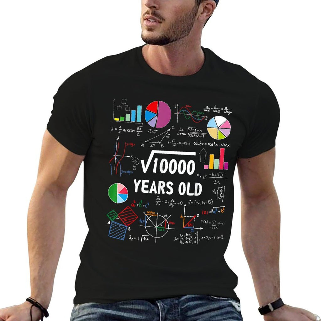 100 Year Old Grandma Square Root Of 10000 Fun 100th Birthday  High-quality Stitching T-Shirt