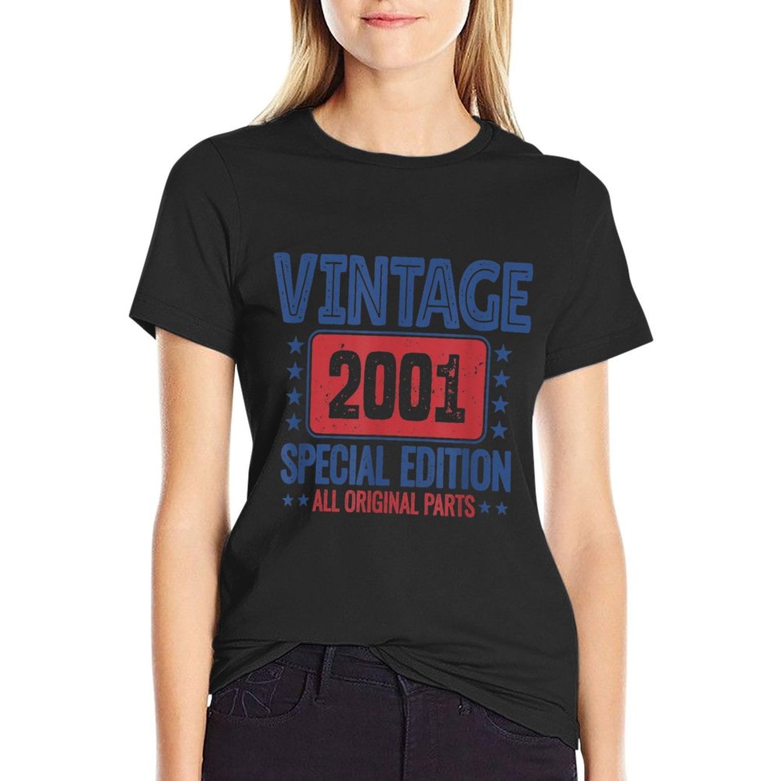 21st Birthday Vintage 2001 Born in 2001 21 Birthday  Rolled Sleeves T-Shirt