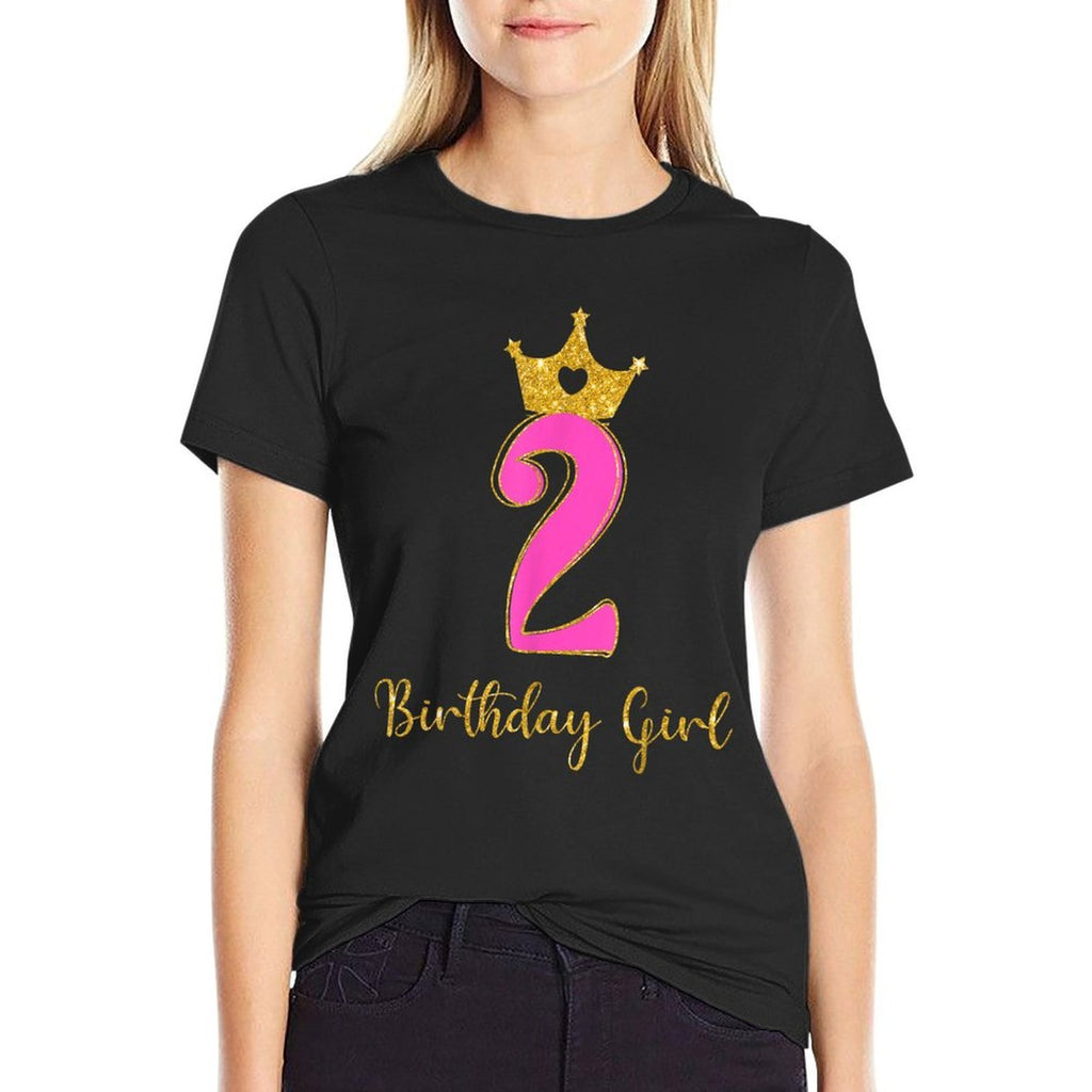 2nd Birthday Girls 2 Two Year Old Birthday Party Toddler Kid  Summer-ready Fabric T-Shirt