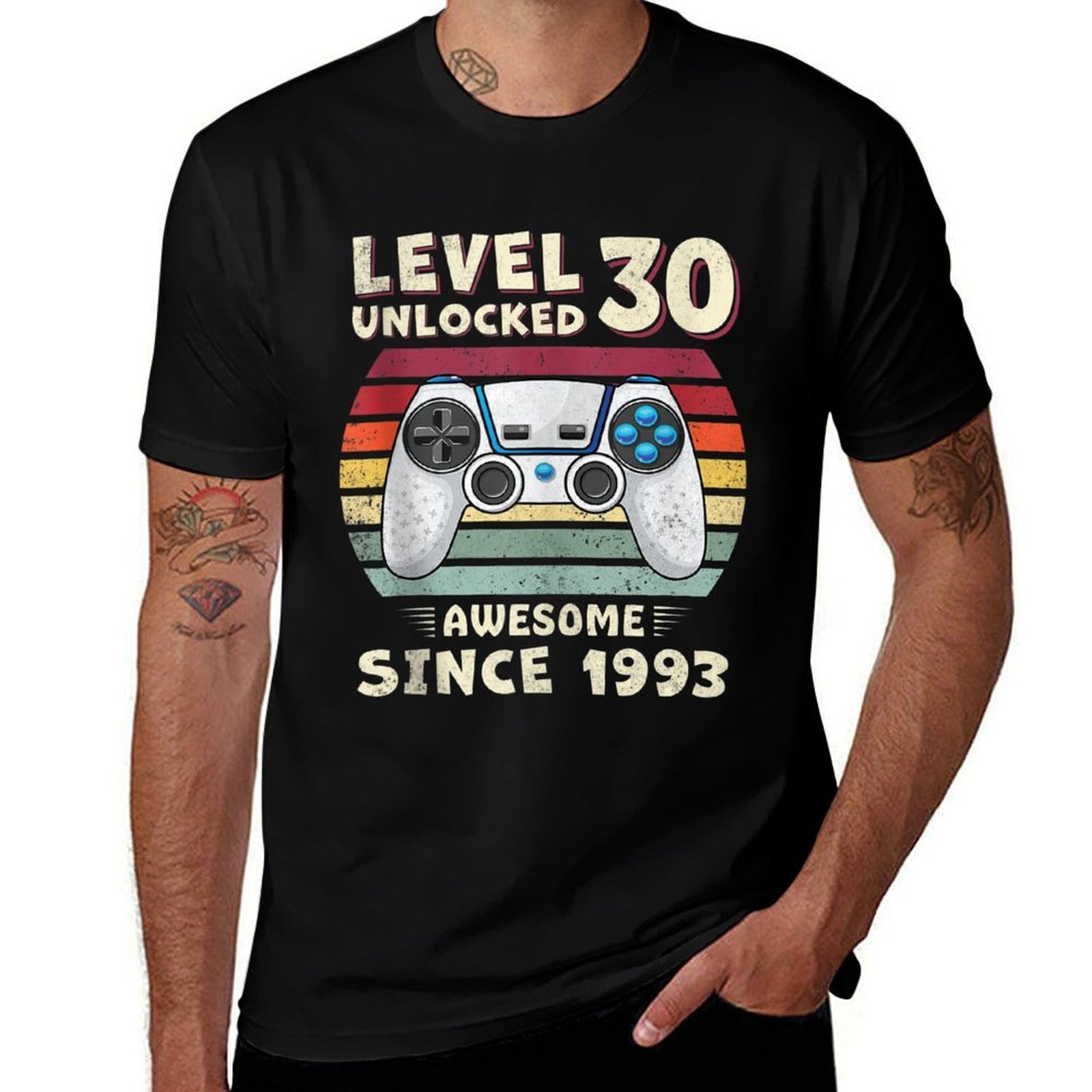 30 Birthday Decorations Gamer Men Video 1993 30th Birthday  Moisture-wicking T-Shirt