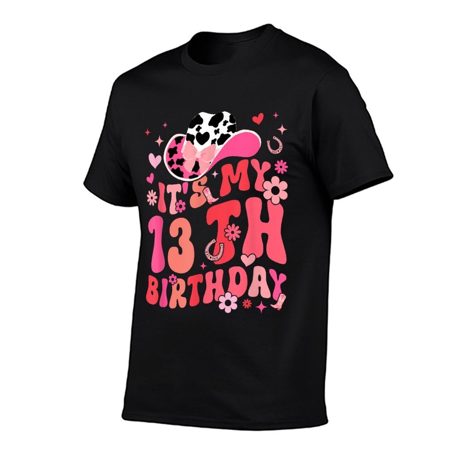 13th Birthday Cowgirl Thirteen Year Old Cow Girl Bday Party  High-quality Stitching T-Shirt