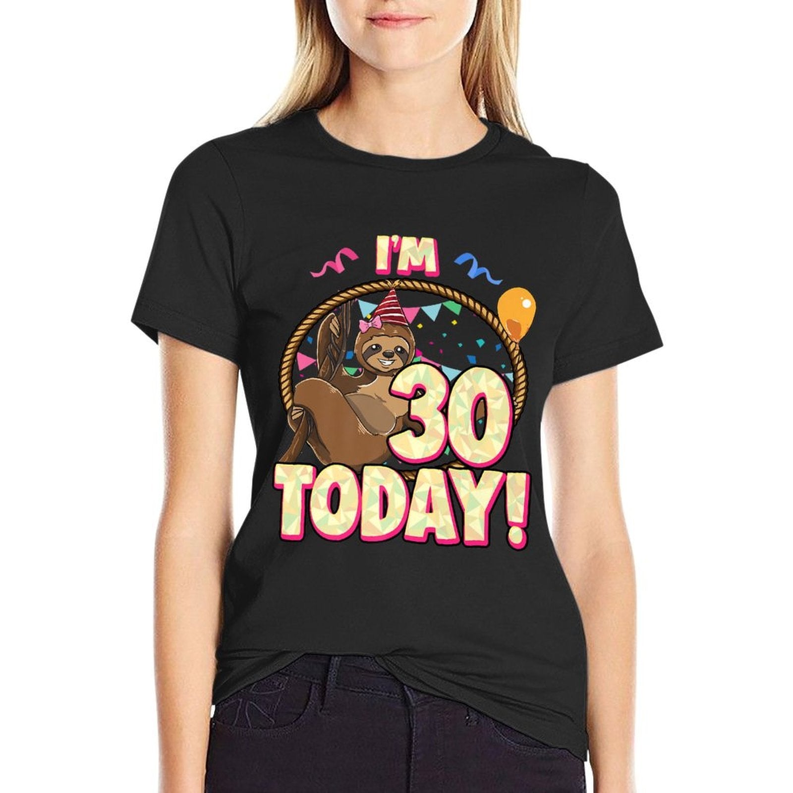 30th Birthday Sloth Party Lazy 30 Thirty Premium  Relaxed-fit T-Shirt