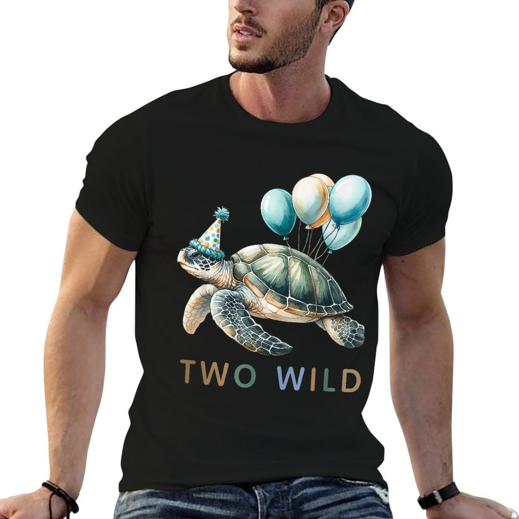2nd Birthday 2 Years Old Two Wild Sea Turtle Animal Kids  Easy-care T-Shirt