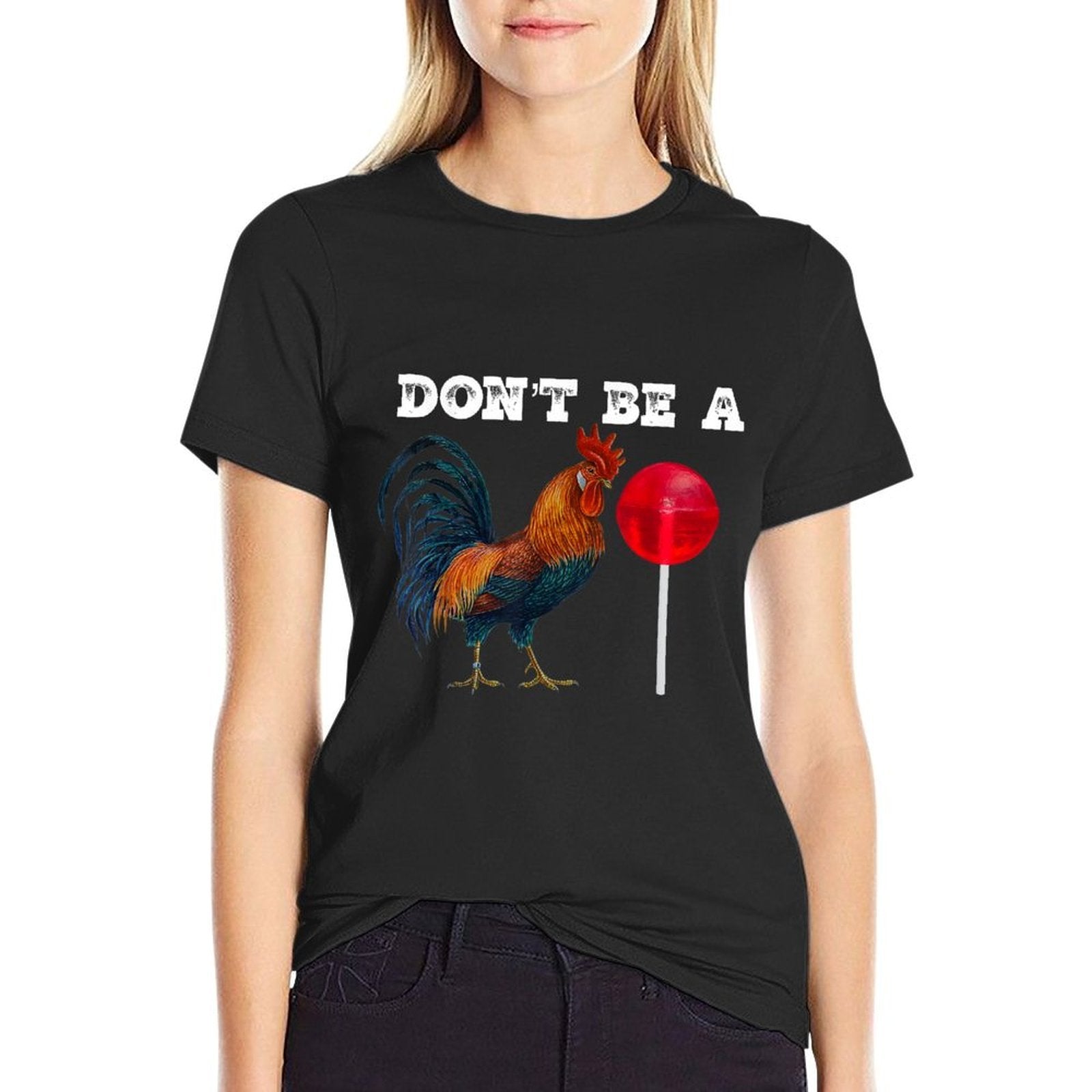 #Premium Rooster Lollipop  Rolled Sleeves T-Shirt