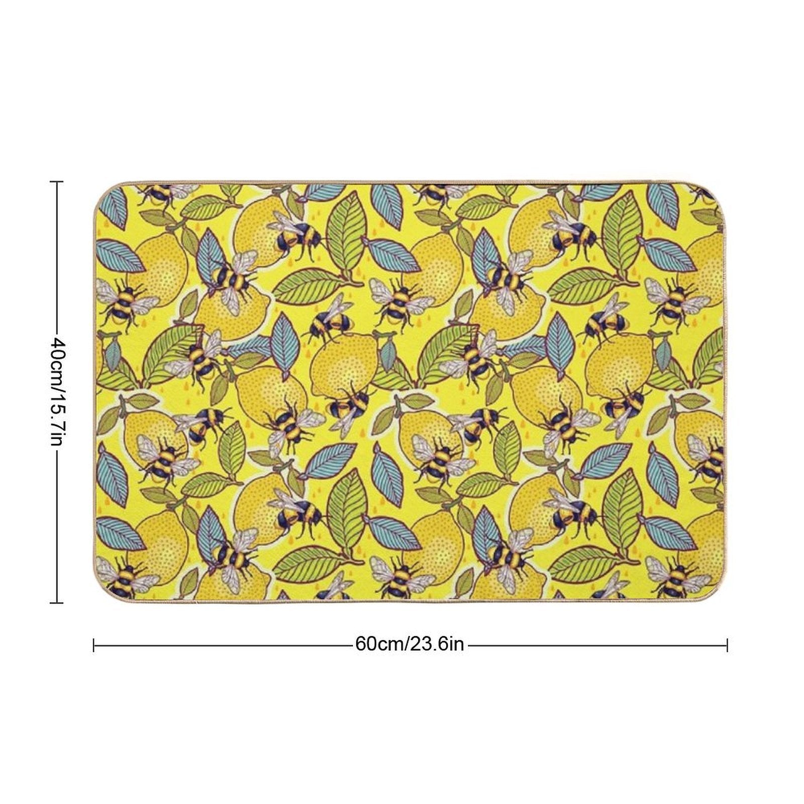 Yellow Lemon And Bee Garden.  Anti-Trip Bath Mat