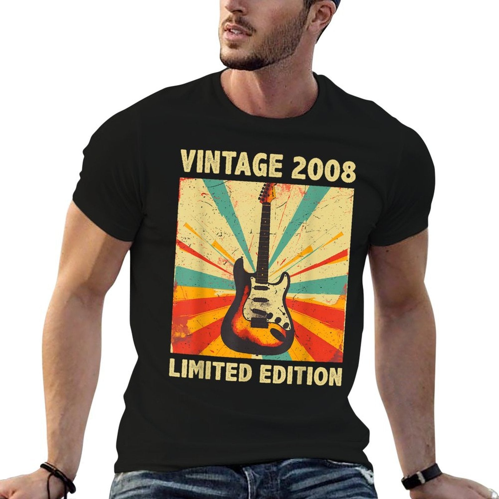 17 Years Old Gift Vintage 2008 Guitar Lover 17th Birthday  Durable T-Shirt