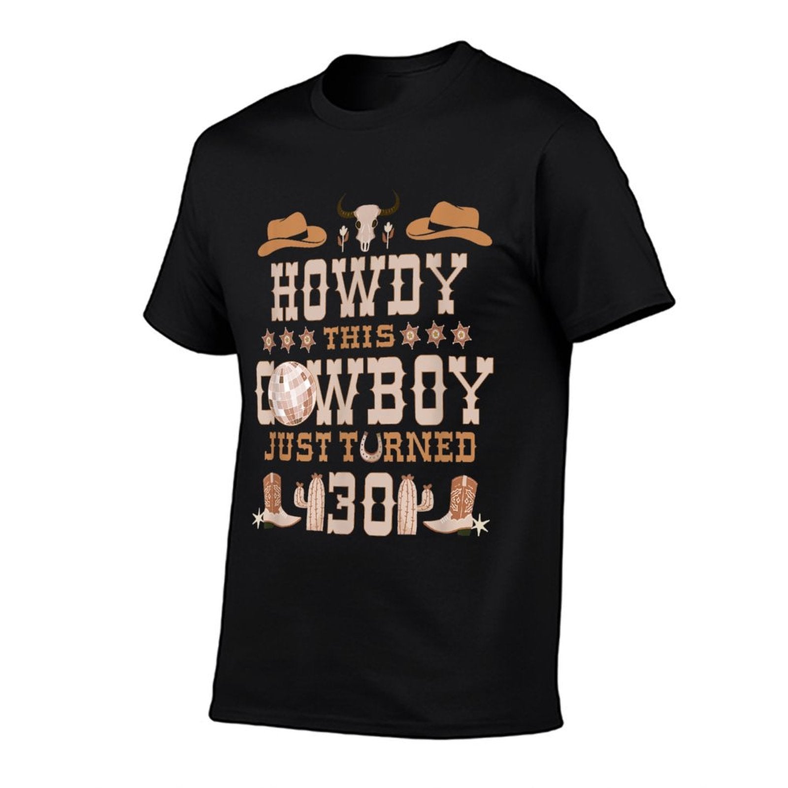 30yr Birthday Cowboy Western 30 Years Old Boy 30th Birthday  Trendy Pattern T-Shirt