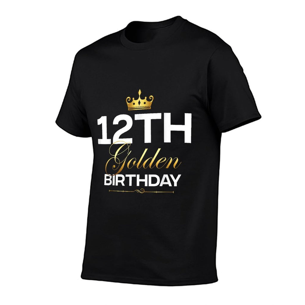 12th B-Day Golden Birthday Age Crown 12 Year Old Birthday  Oversized Silhouette T-Shirt