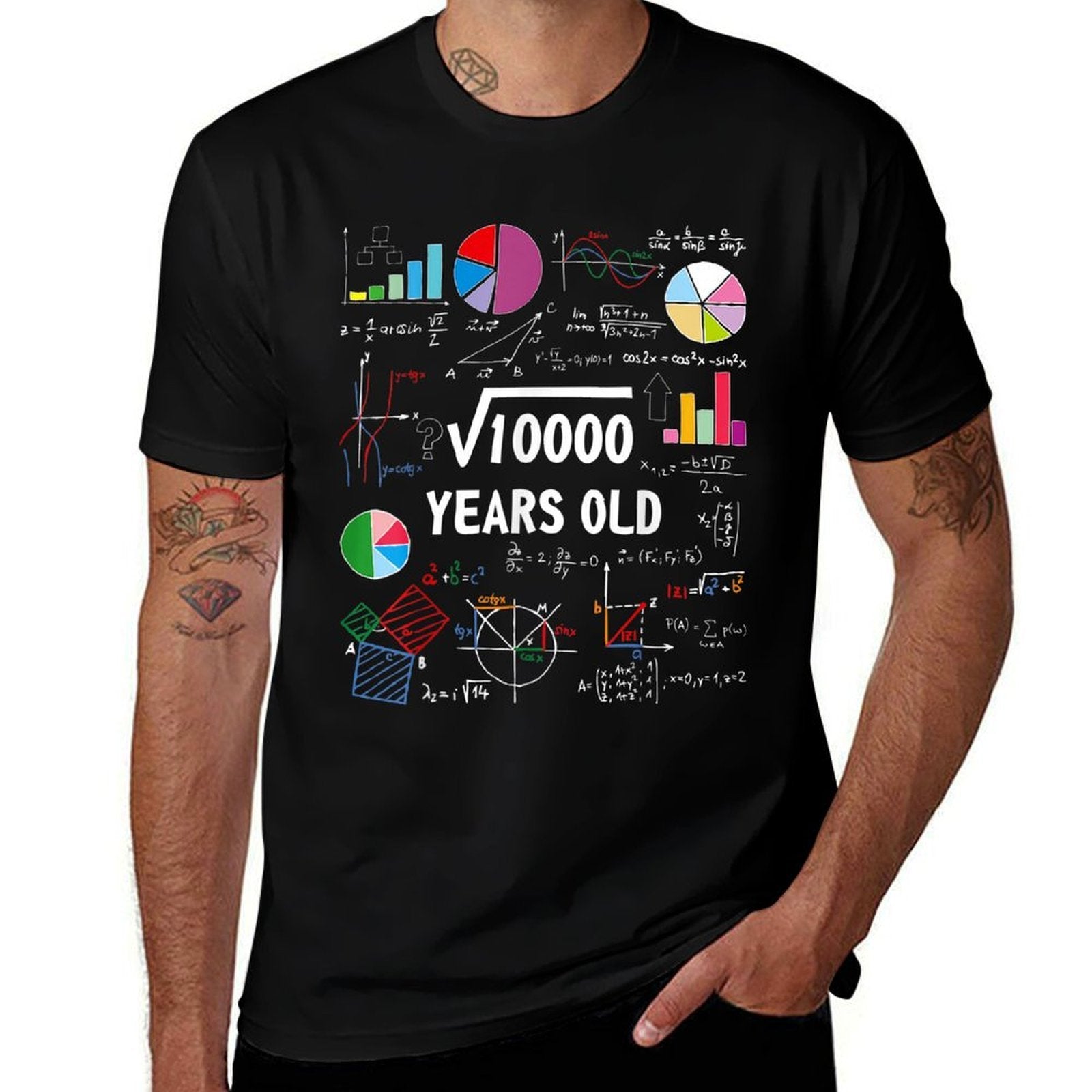 100 Year Old Grandma Square Root Of 10000 Fun 100th Birthday  High-quality Stitching T-Shirt