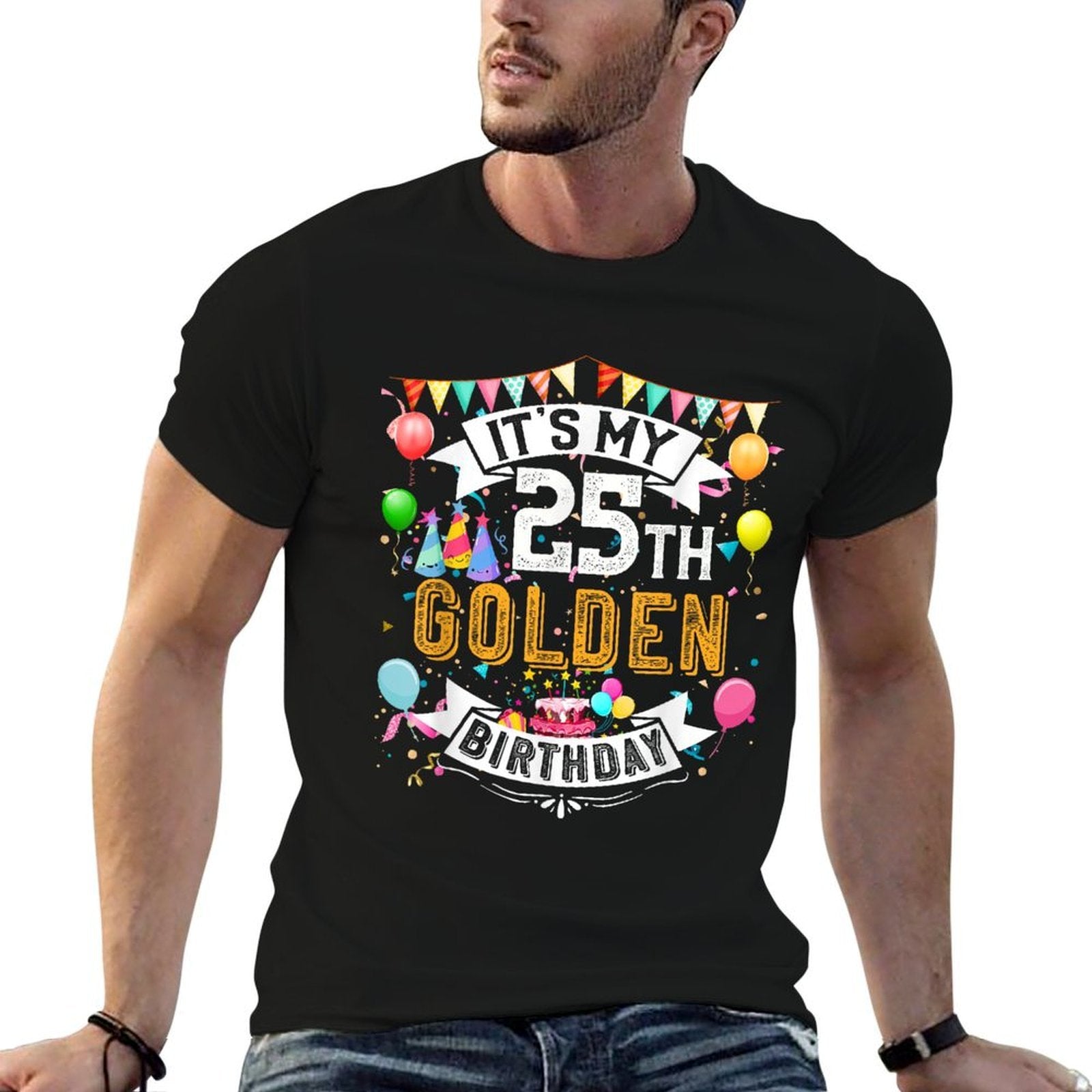 25th Birthday It's My 25th Golden Birthday Vintage  High-quality Stitching T-Shirt