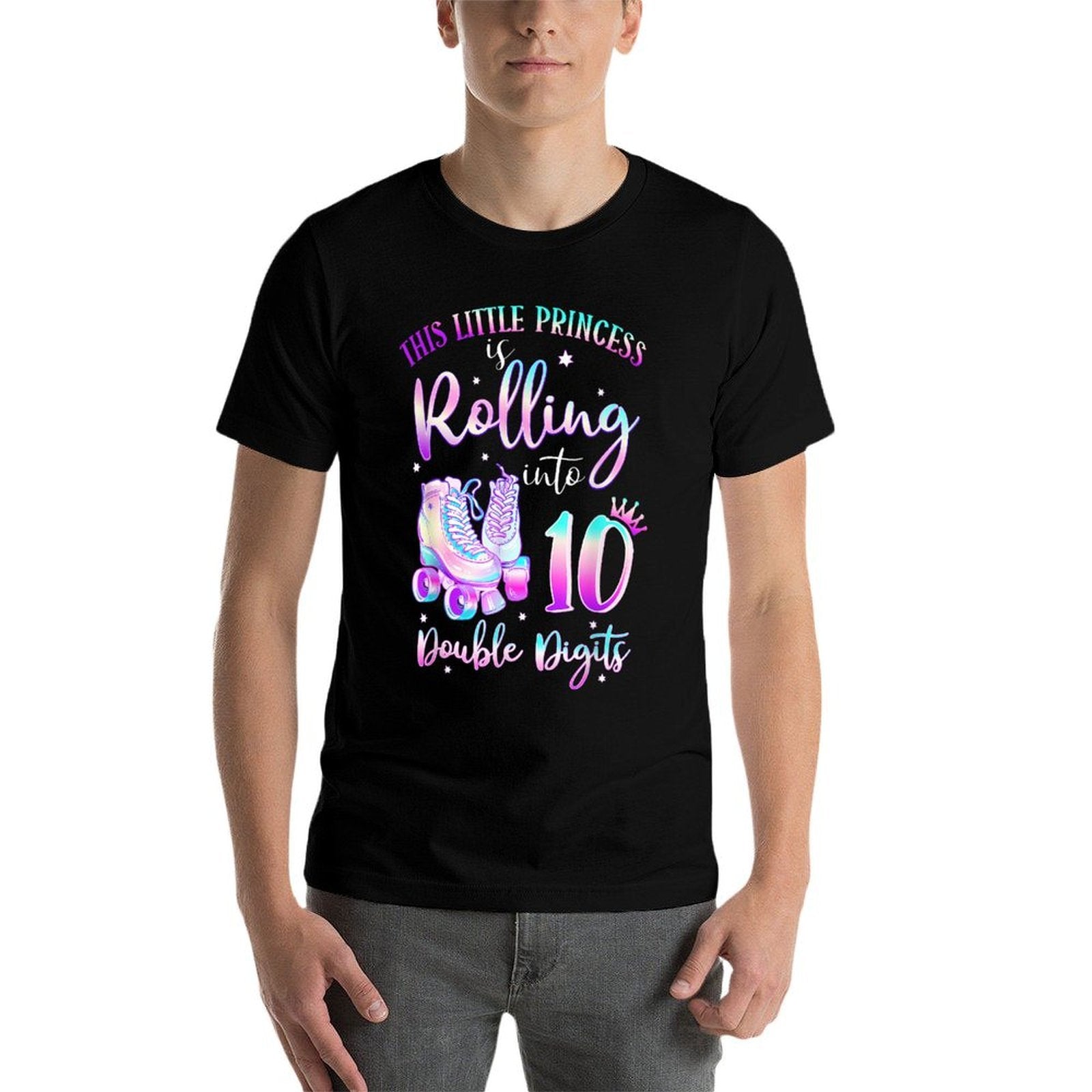 10th Birthday Rolling Into 10 Double Digits Roller Skate  Tagless Design T-Shirt
