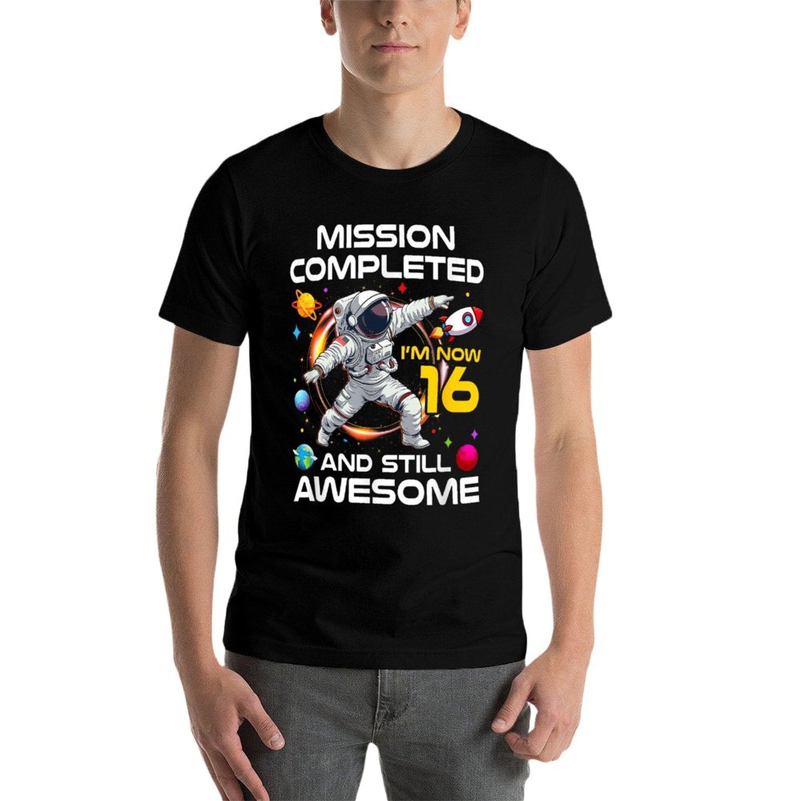 16Th Birthday Astronaut 16 Years Old Outer Space Birthday  Quick-drying T-Shirt