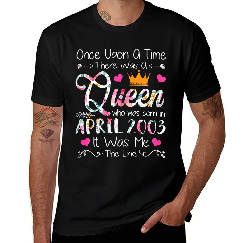 22 Years Old Birthday Girl 22 Birthday Queen April 2003  Ribbed Collar T-Shirt