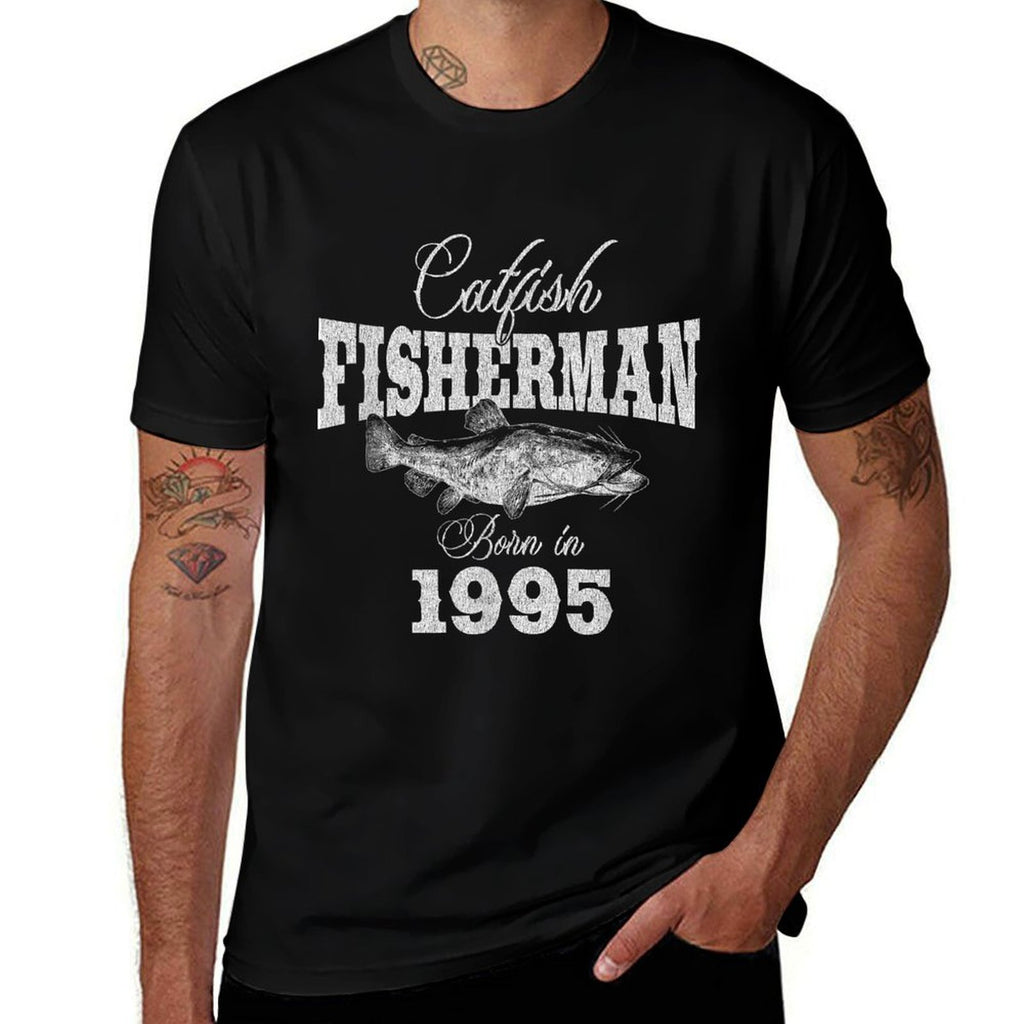 30 Year Old Fisherman Catfish Fishing 1995 30th Birthday  Rolled Sleeves T-Shirt