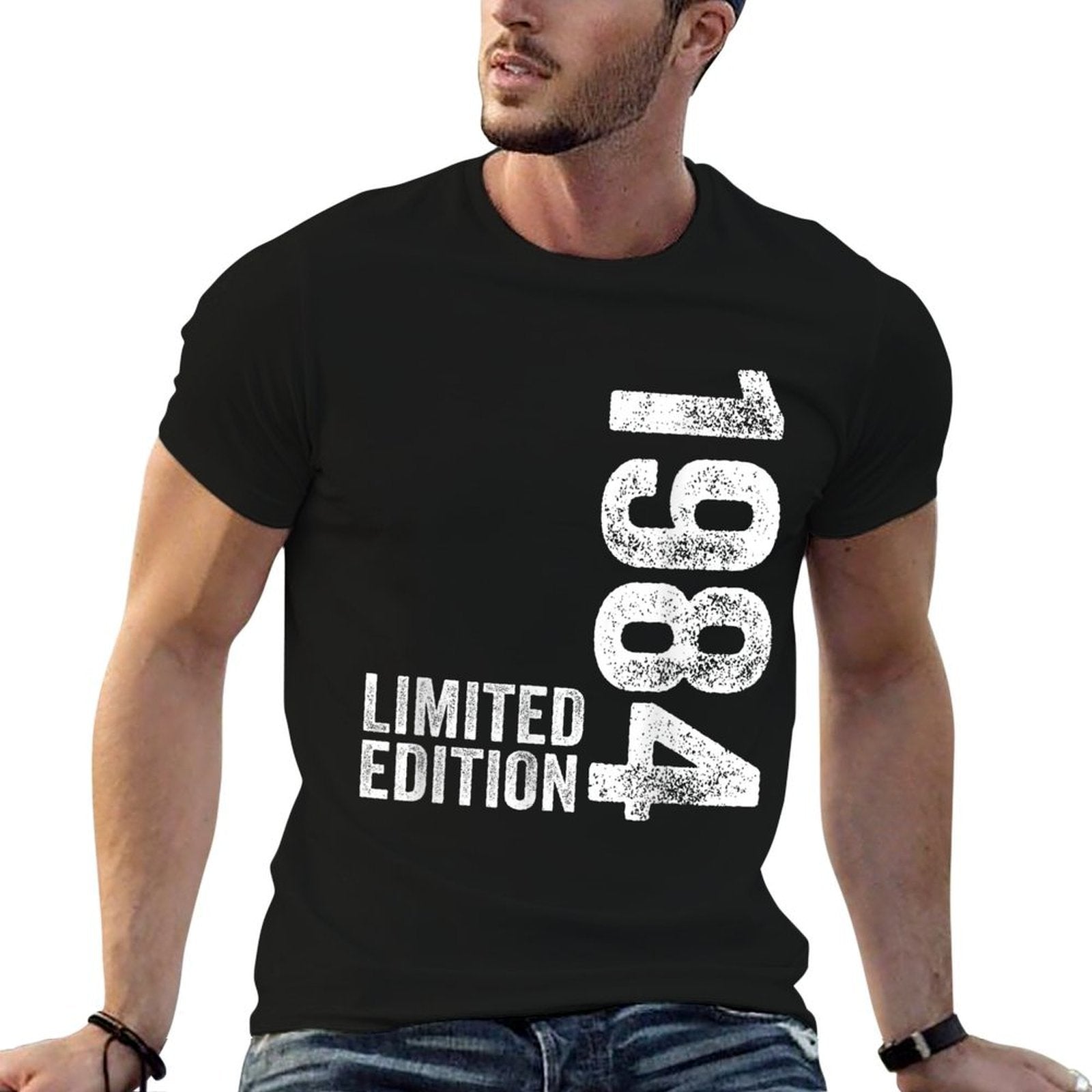 40 Year Old Born 1984 40th Birthday  Ribbed Collar T-Shirt