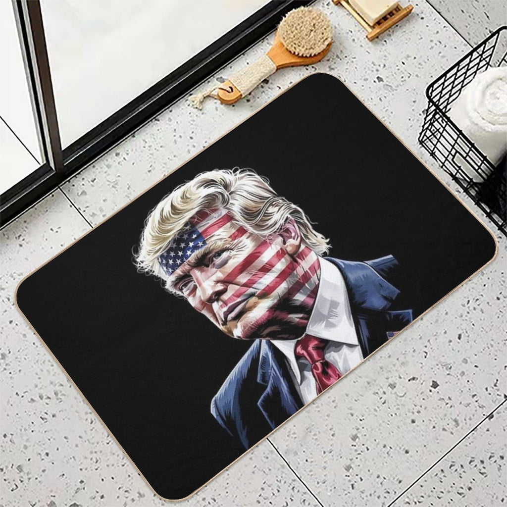 Donald Trump Portrait Face USA Flag 4th July 2025-  Versatile Bath Mat