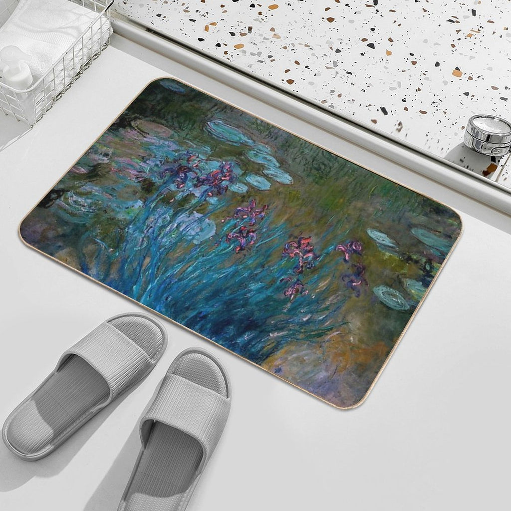 Irises And Water Lilies Claude Monet 1917  Long-Lasting Bath Mat