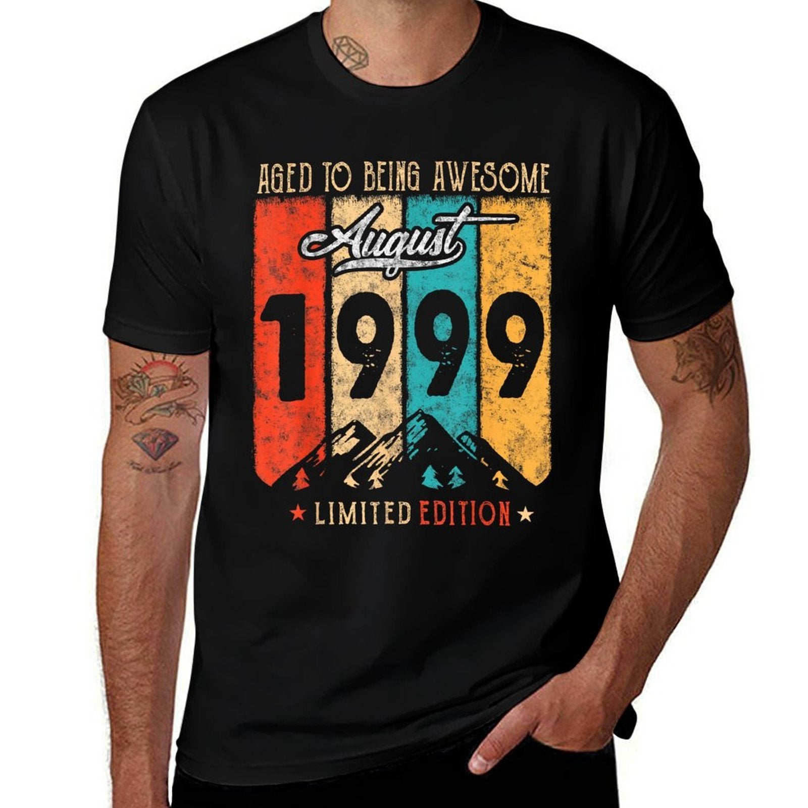 25 Years Old Retro Vintage August 1999 Funny 25th Birthday  Moisture-wicking T-Shirt