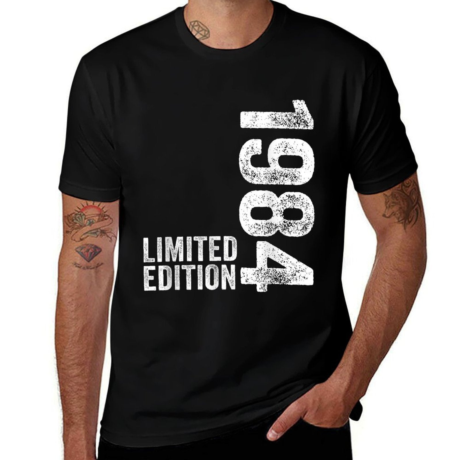 40 Year Old Born 1984 40th Birthday  Ribbed Collar T-Shirt